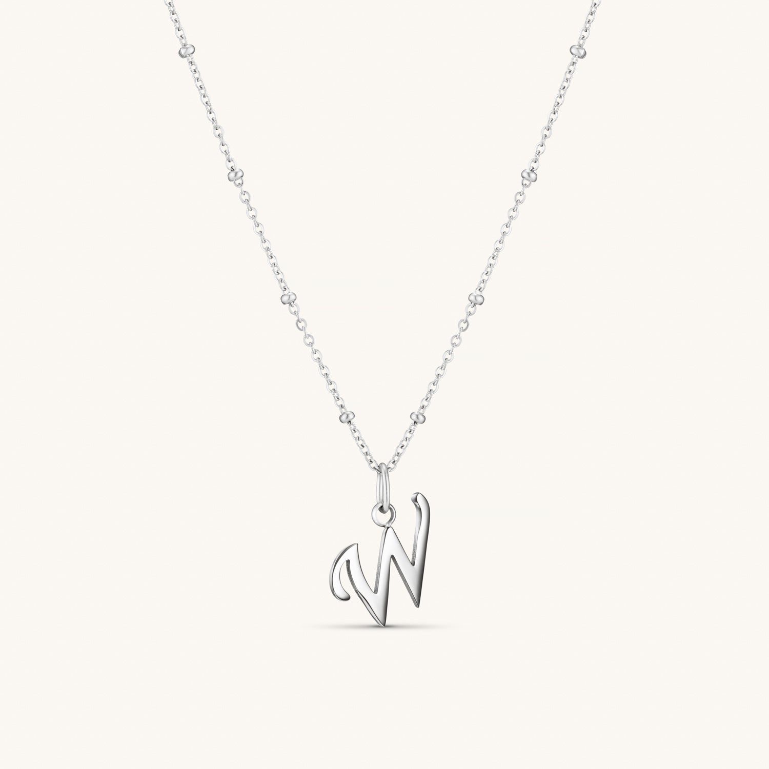 Collier Initiale W en Écriture Script en Argent