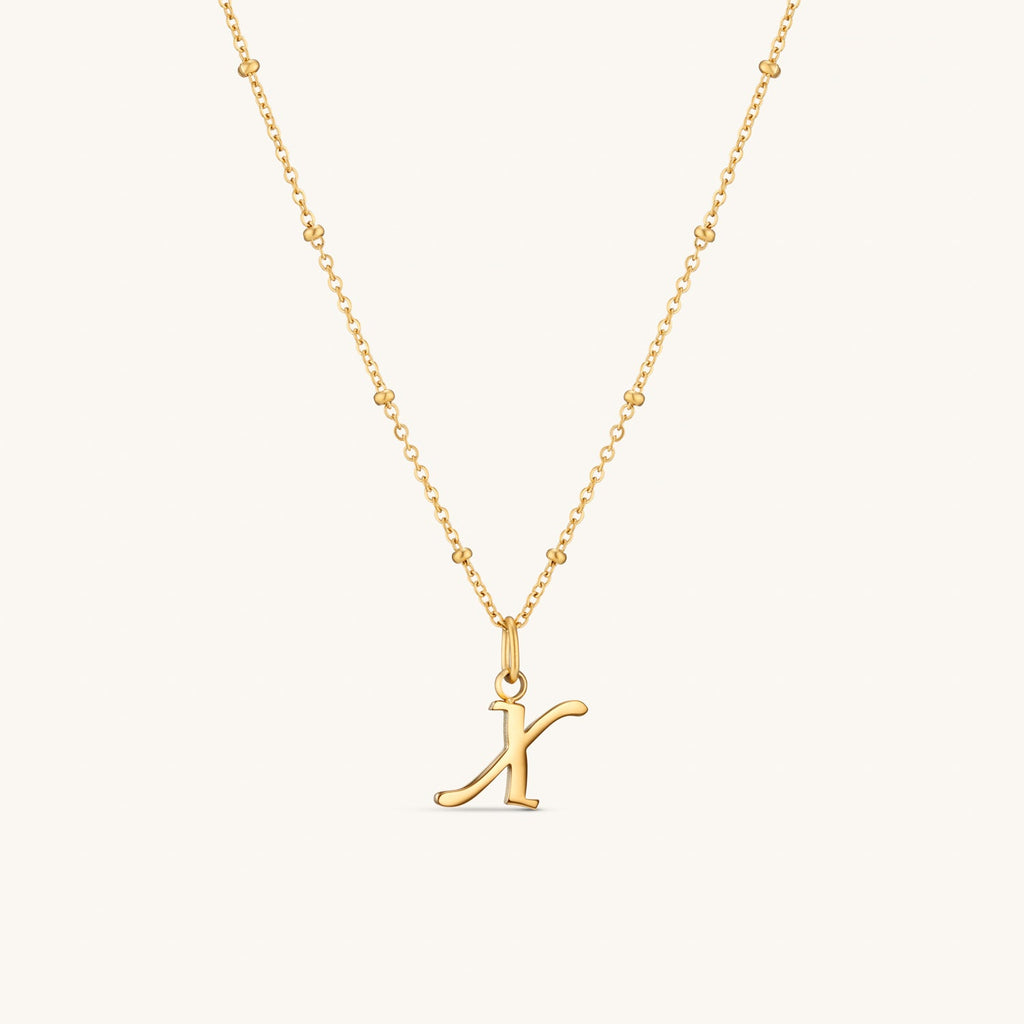 Collier Initiale X en Écriture Script en Or