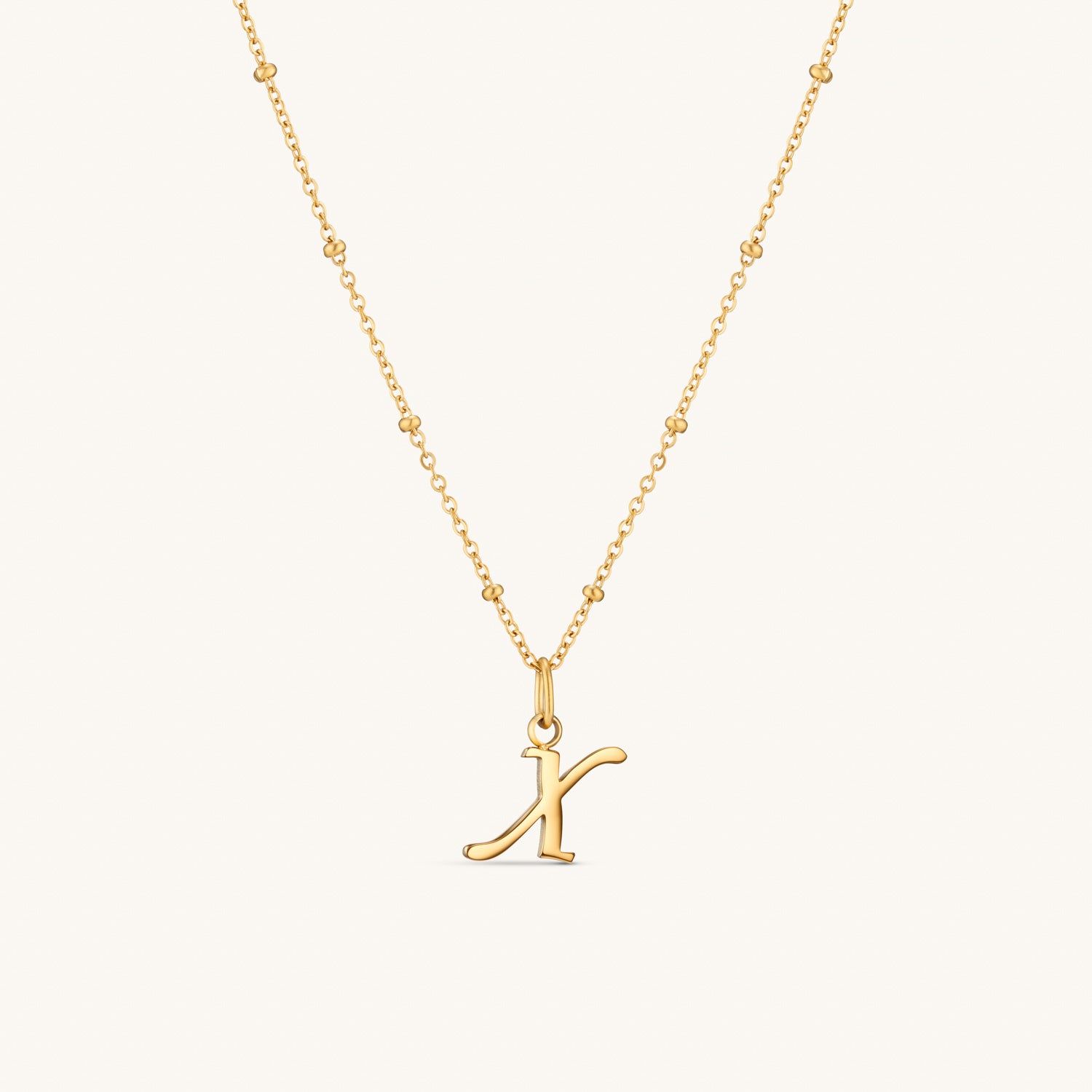 Collier Initiale X en Écriture Script en Or