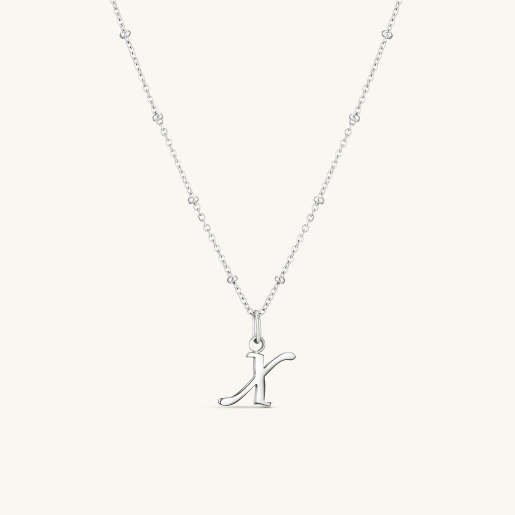 Collier Initiale X en Écriture Script en Argent