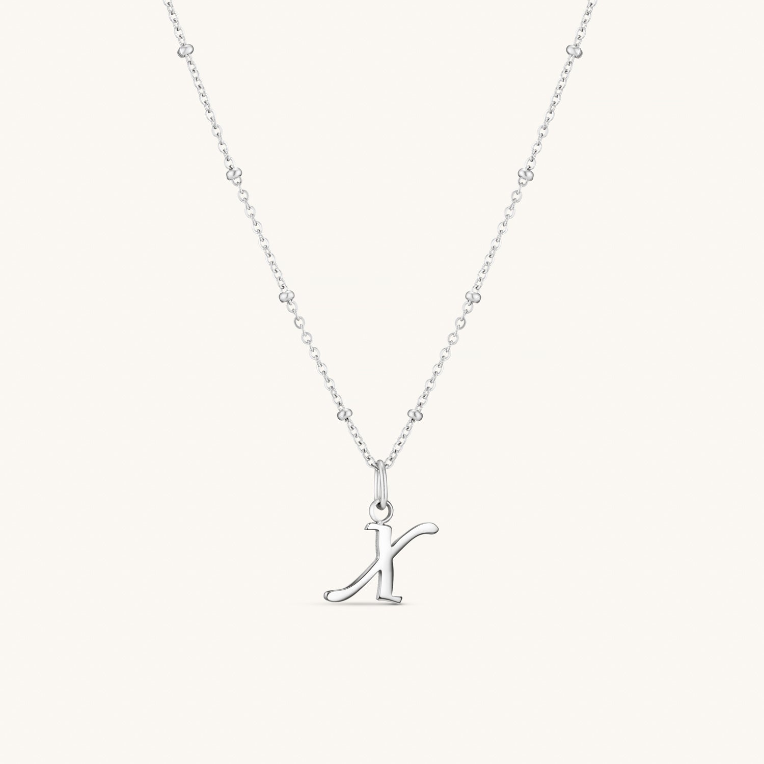 Collier Initiale X en Écriture Script en Argent