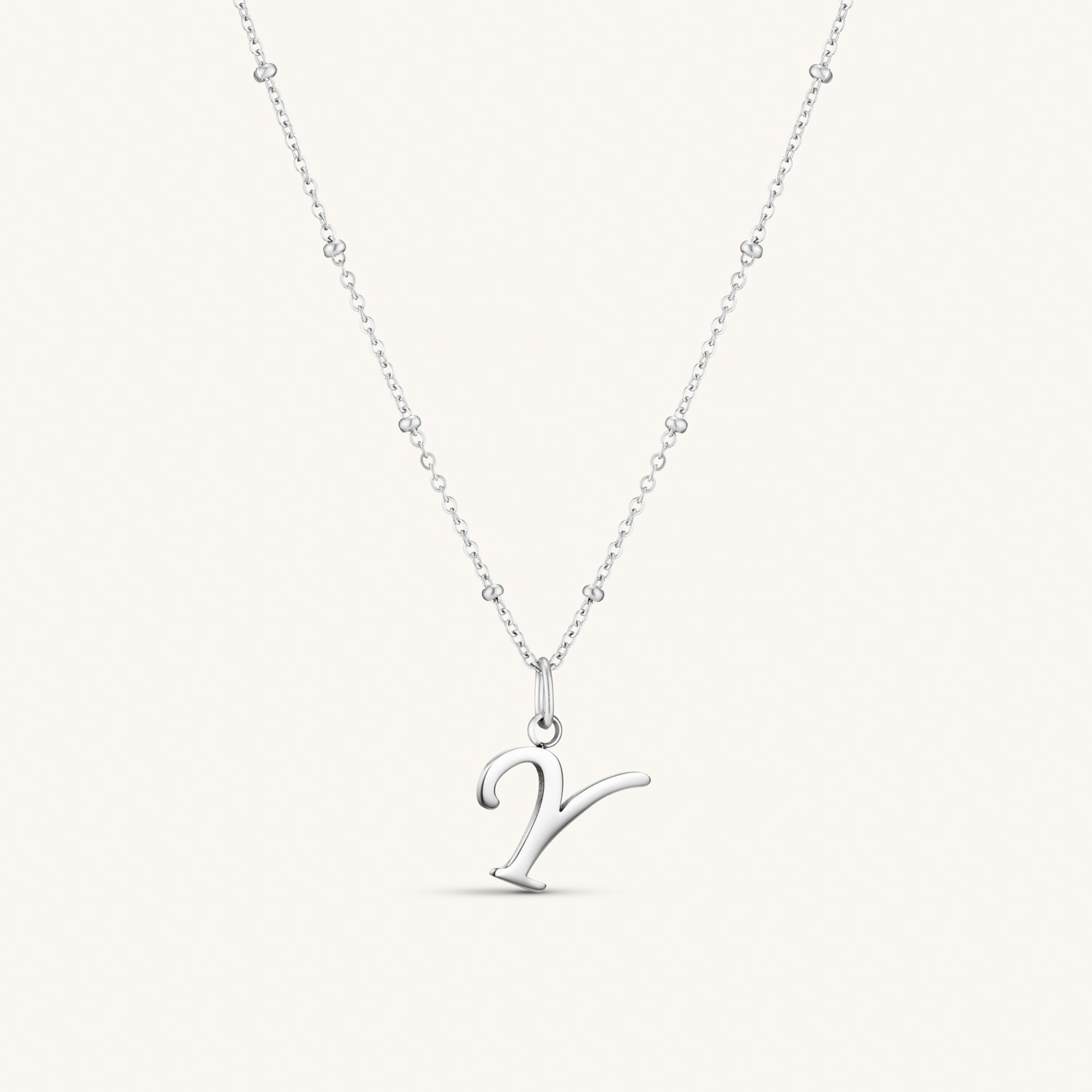 Collier Initiale Y en Écriture Script en Argent