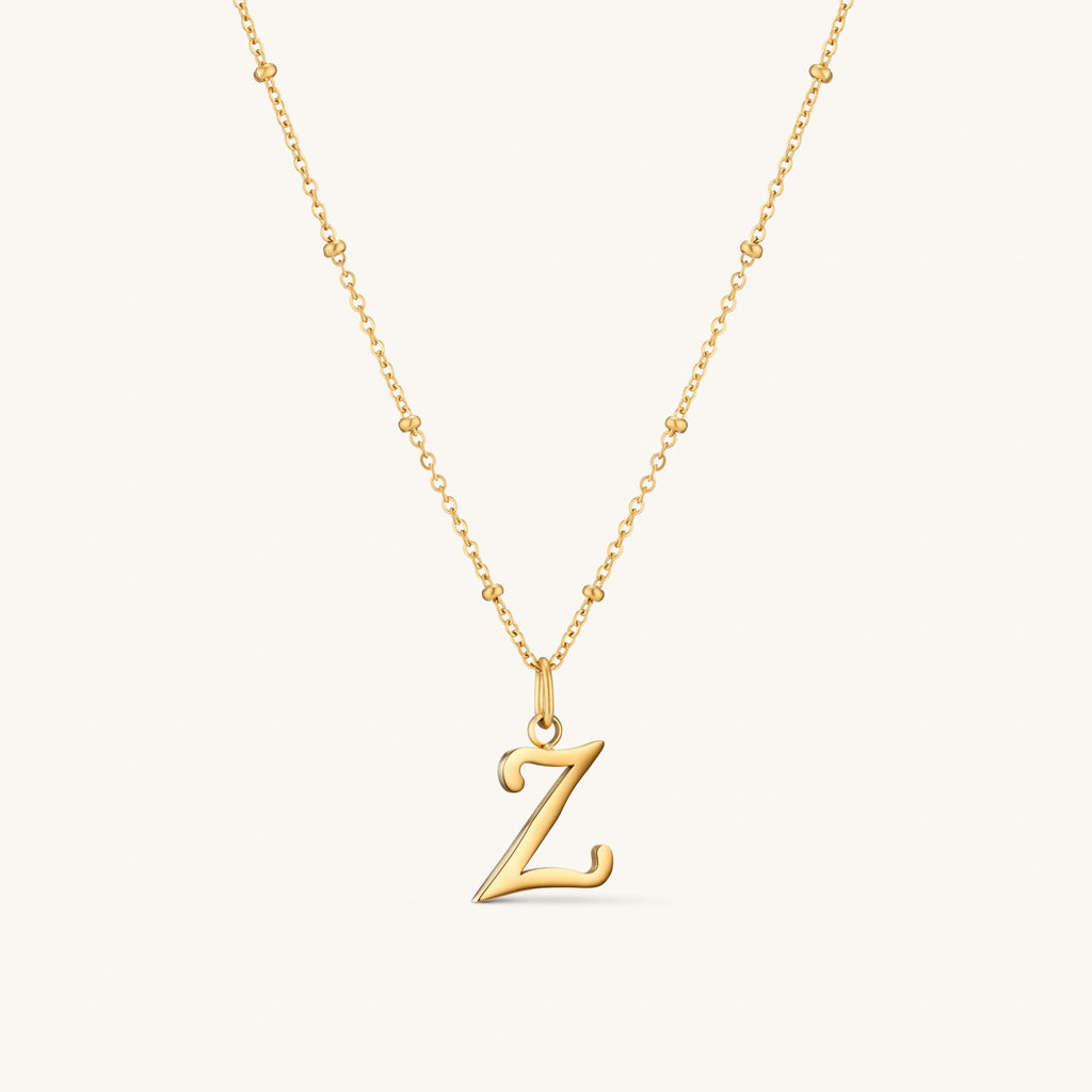 Collier Initiale Z en Écriture Script en Or