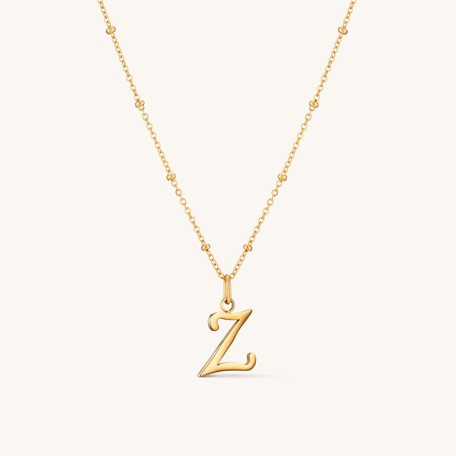 Collier Initiale Z en Écriture Script en Or