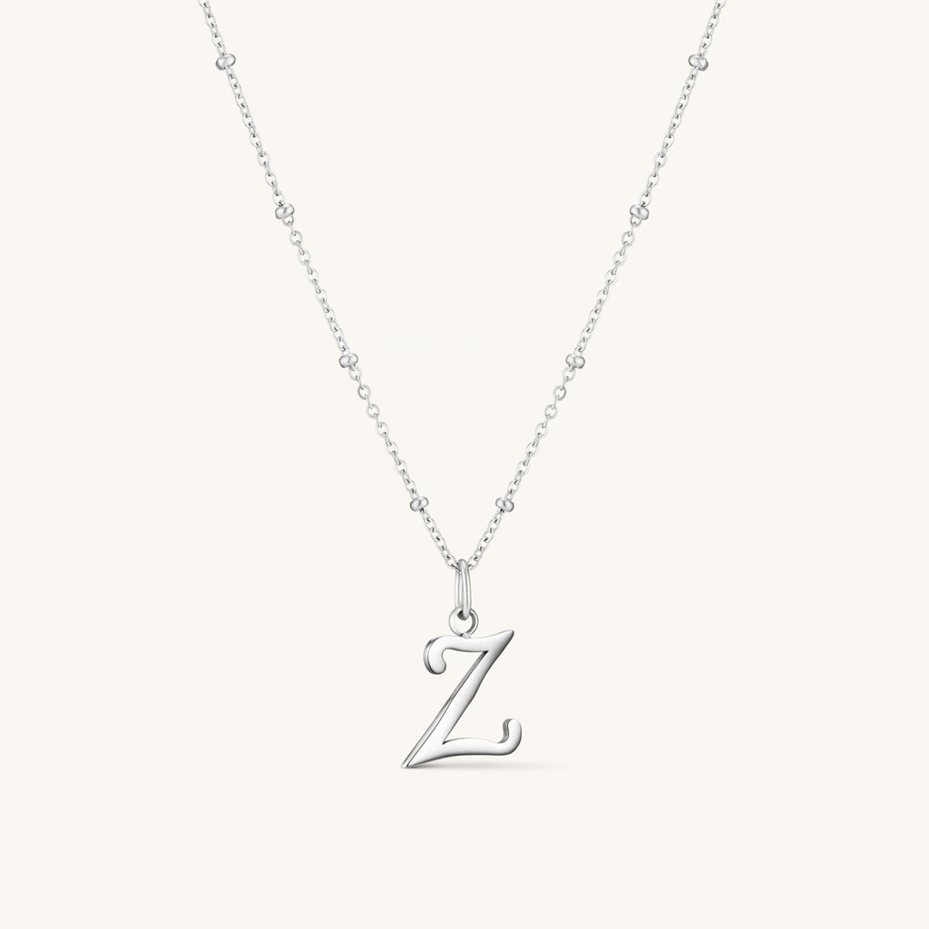 Collier Initiale Z en Écriture Script en Argent
