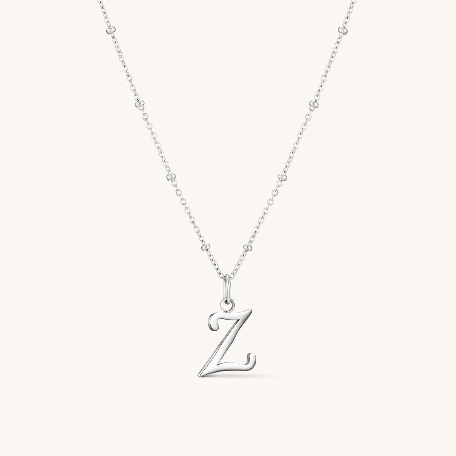 Collier Initiale Z en Écriture Script en Argent