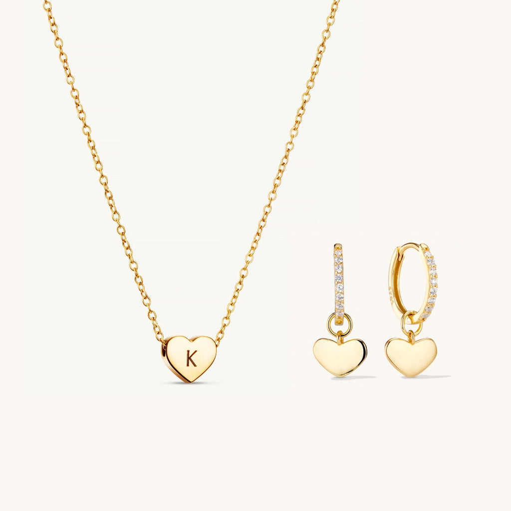 Coffret Cadeau Boucles d’Oreilles Créoles Cœur Amore & Collier Coeur Amo en Or