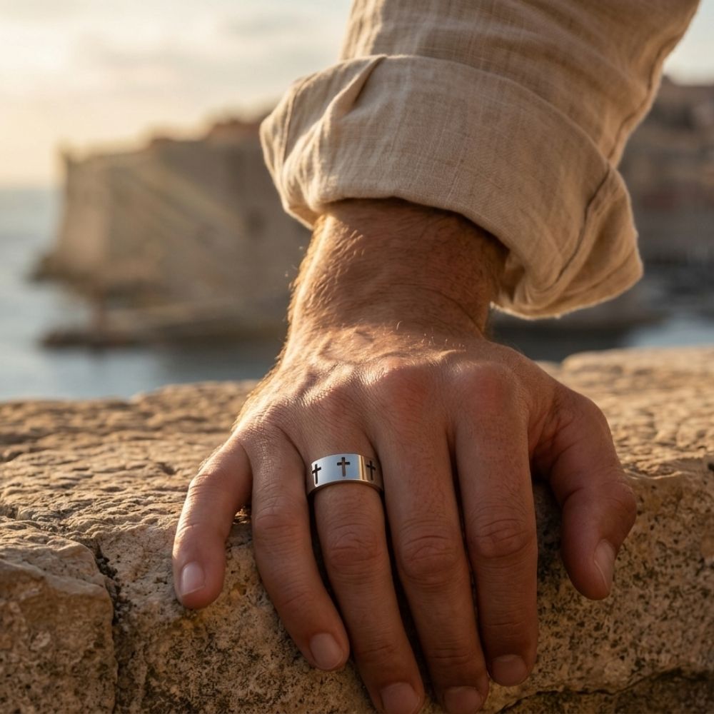 Sign | Anillo con cruz para hombre