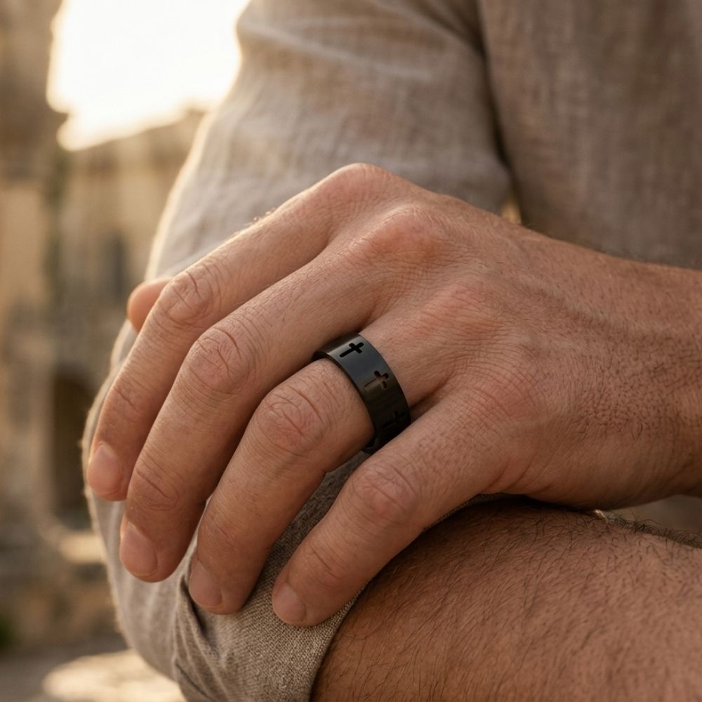 Sign | Anillo con cruz para hombre