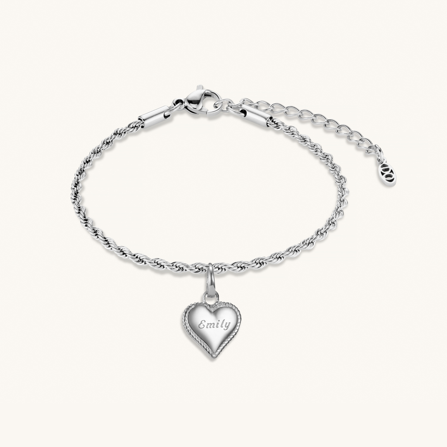 Bracelet Cœur Perlé en Argent