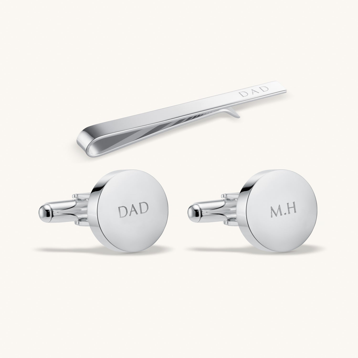 Coffret Cadeau Épingle de Cravate & Boutons de Manchette en Argent