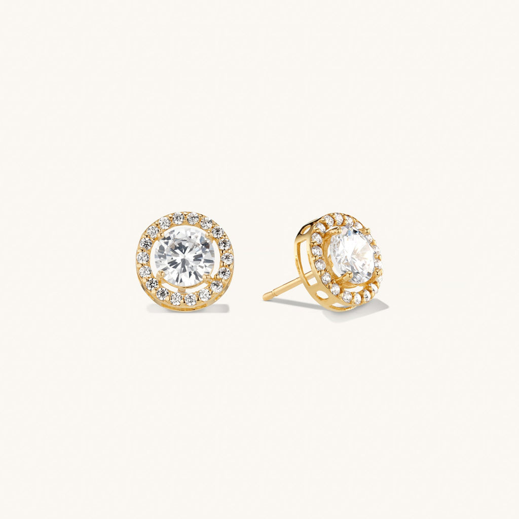 Boucles d’Oreilles Sphère Cristal en Or Massif