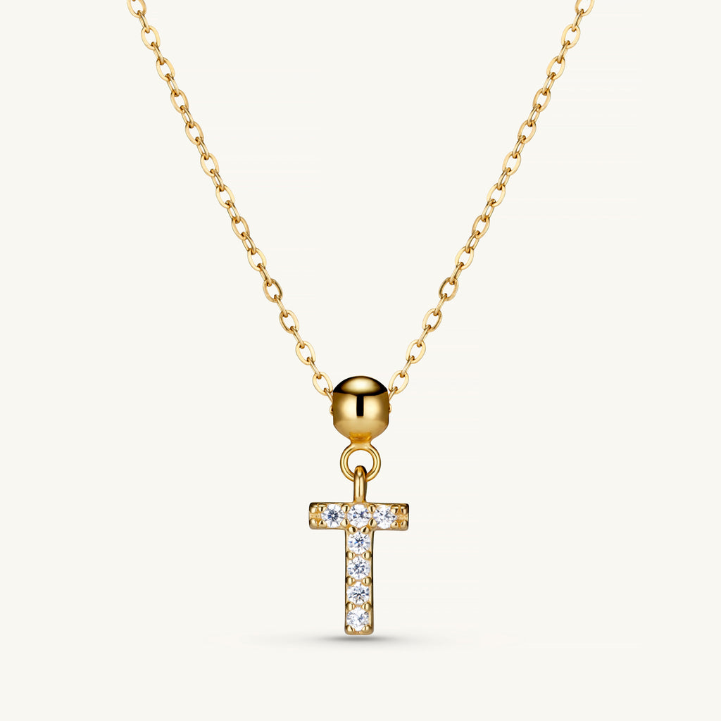 Pendentif Initiale T avec Diamant en Or