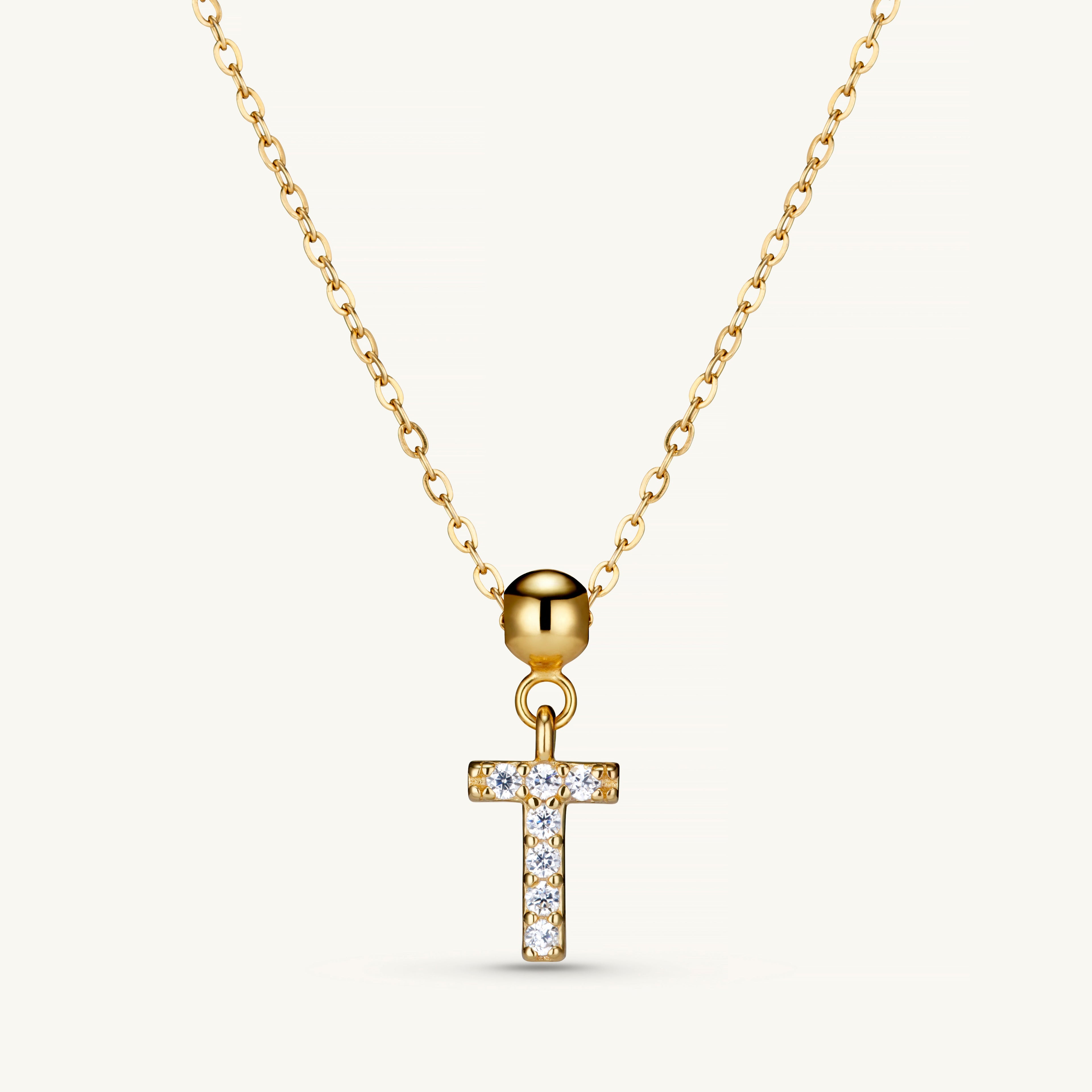 Pendentif Initiale T avec Diamant en Or