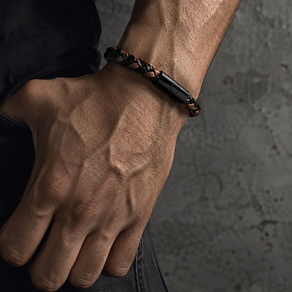 Terra | Bracelet Cuir Tressé Homme