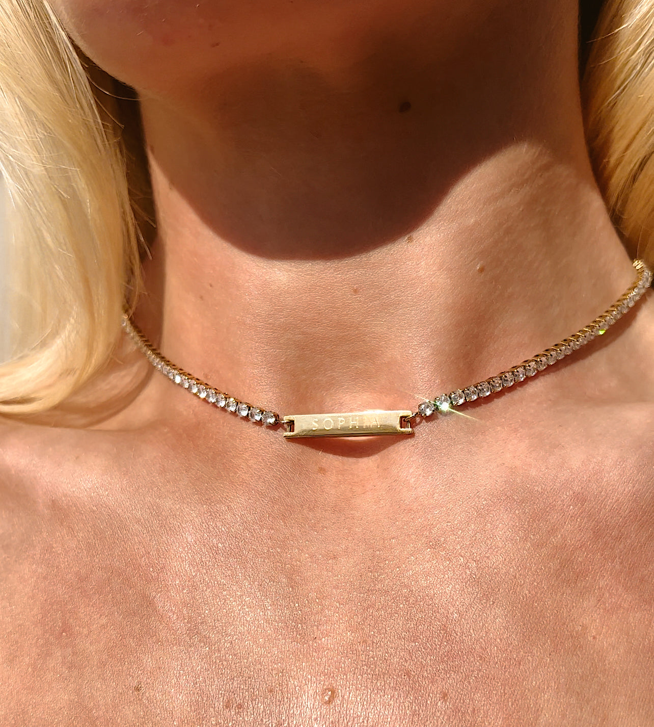 Parure Assortie Collier Tennis Gravé & Bracelet Tennis Gravé en Or