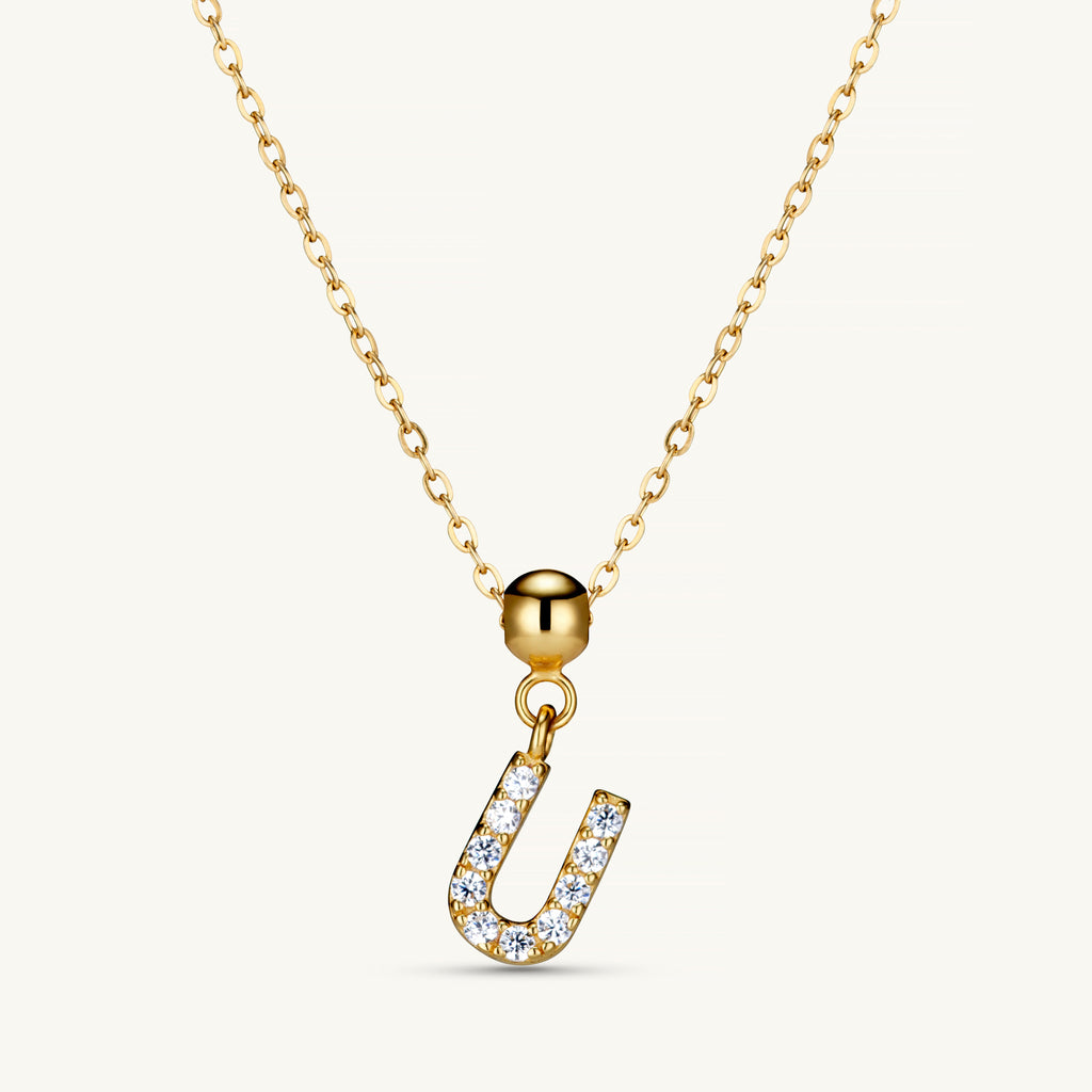 Pendentif Initiale U avec Diamant en Or