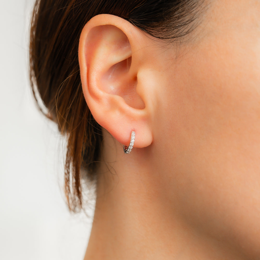 Pavé Huggie Hoops