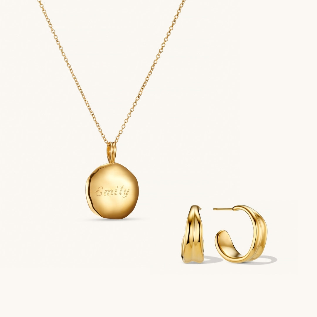 Collier Maya & Petites Boucles d’Oreilles Épique - Set Assorti