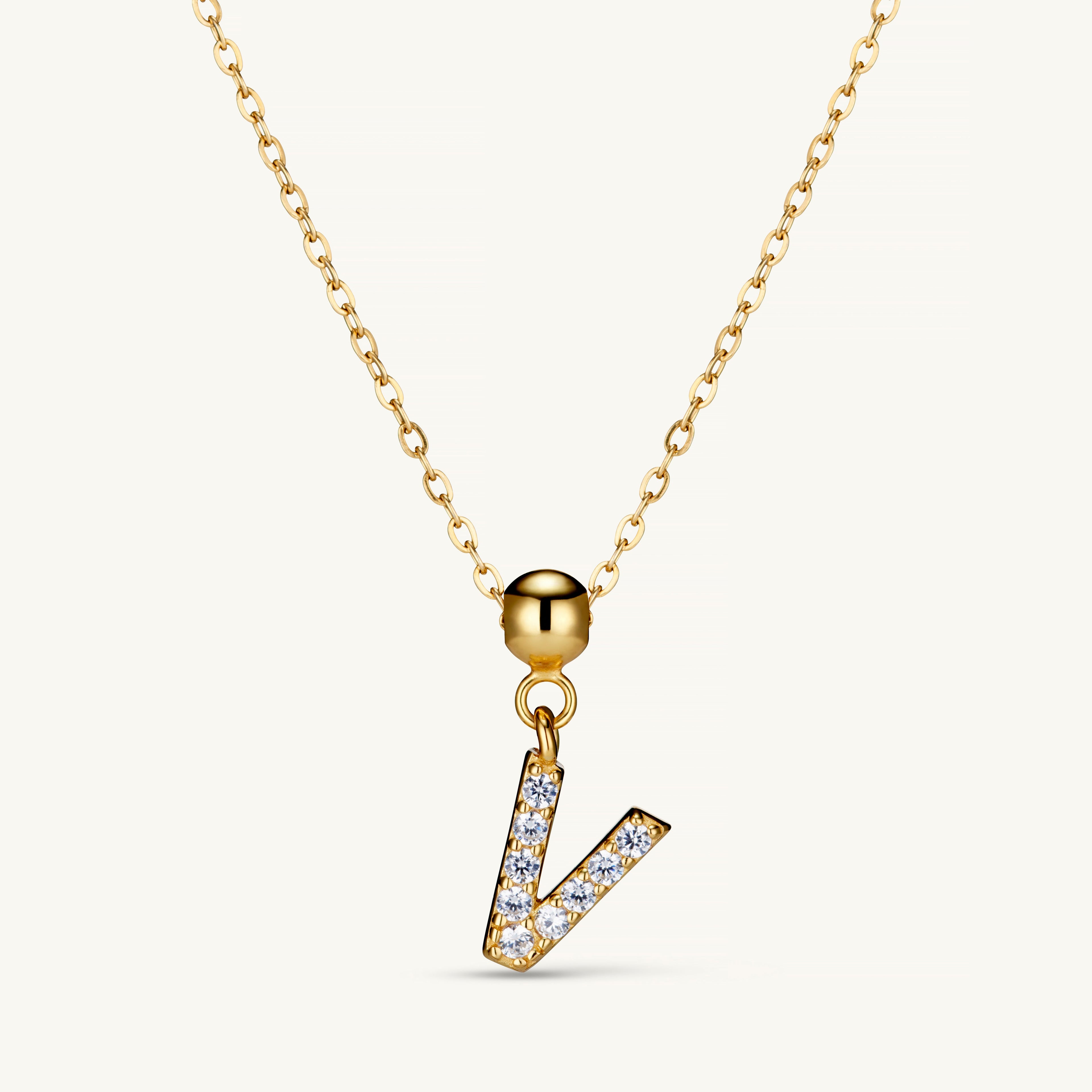 Pendentif Initiale V avec Diamant en Or