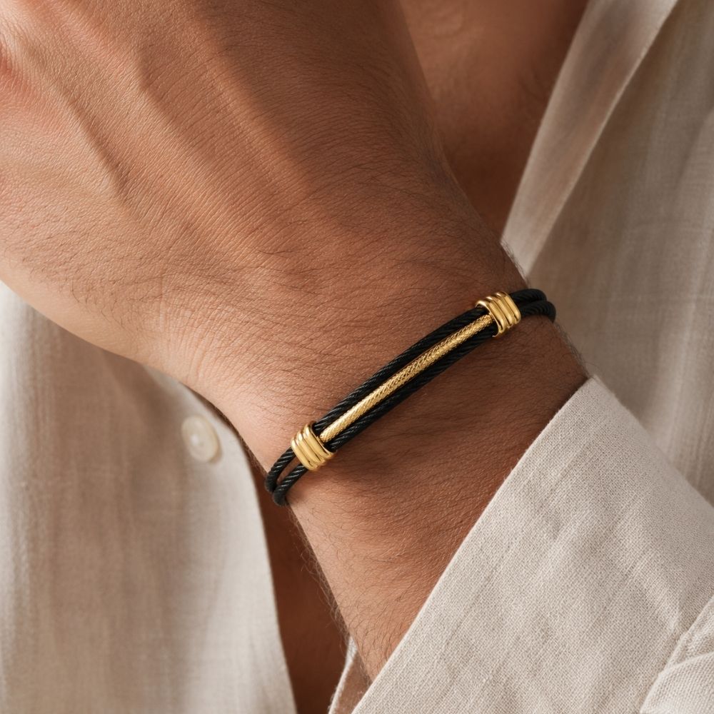 Vector | Bracciale Uomo Cavo in Acciaio