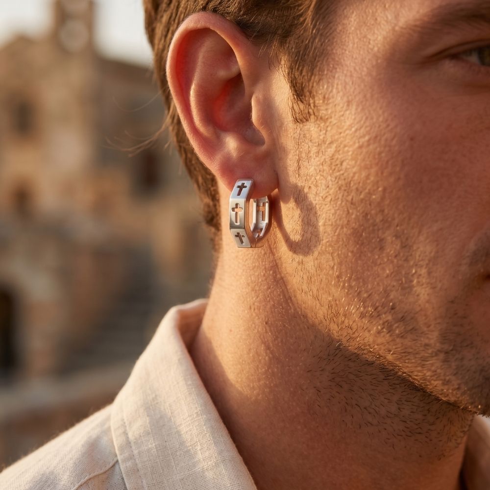 Vector Cross | Hoop Earrings for Men