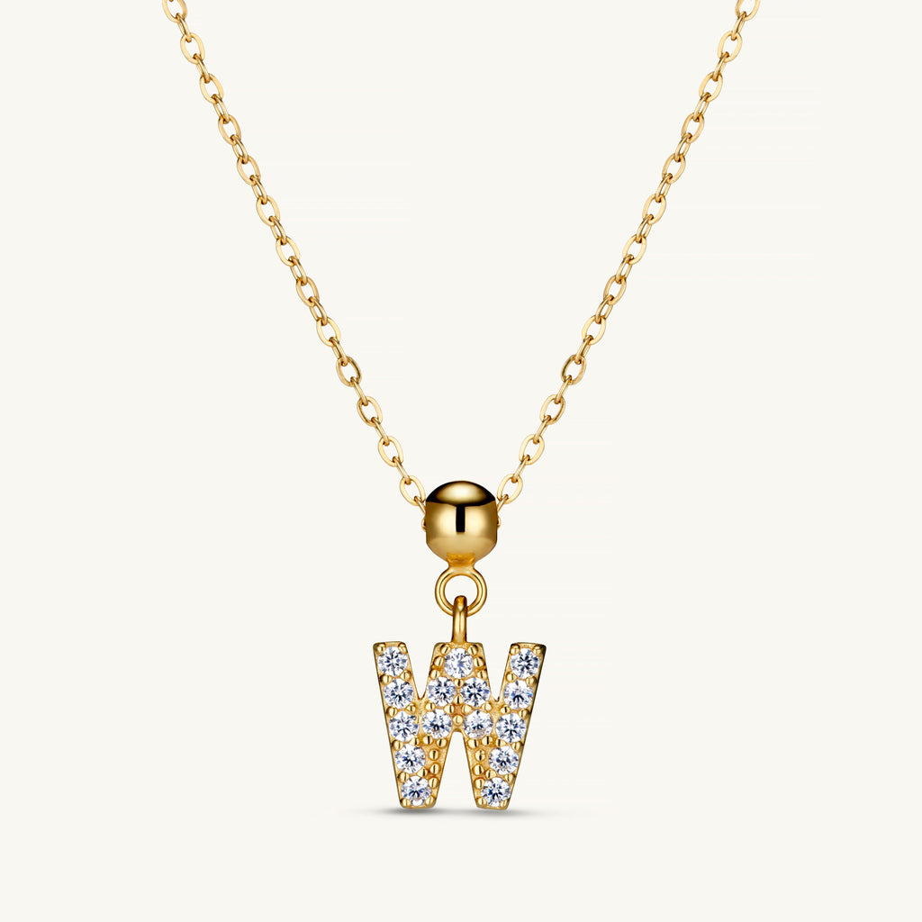 Pendentif Initiale W avec Diamant en Or