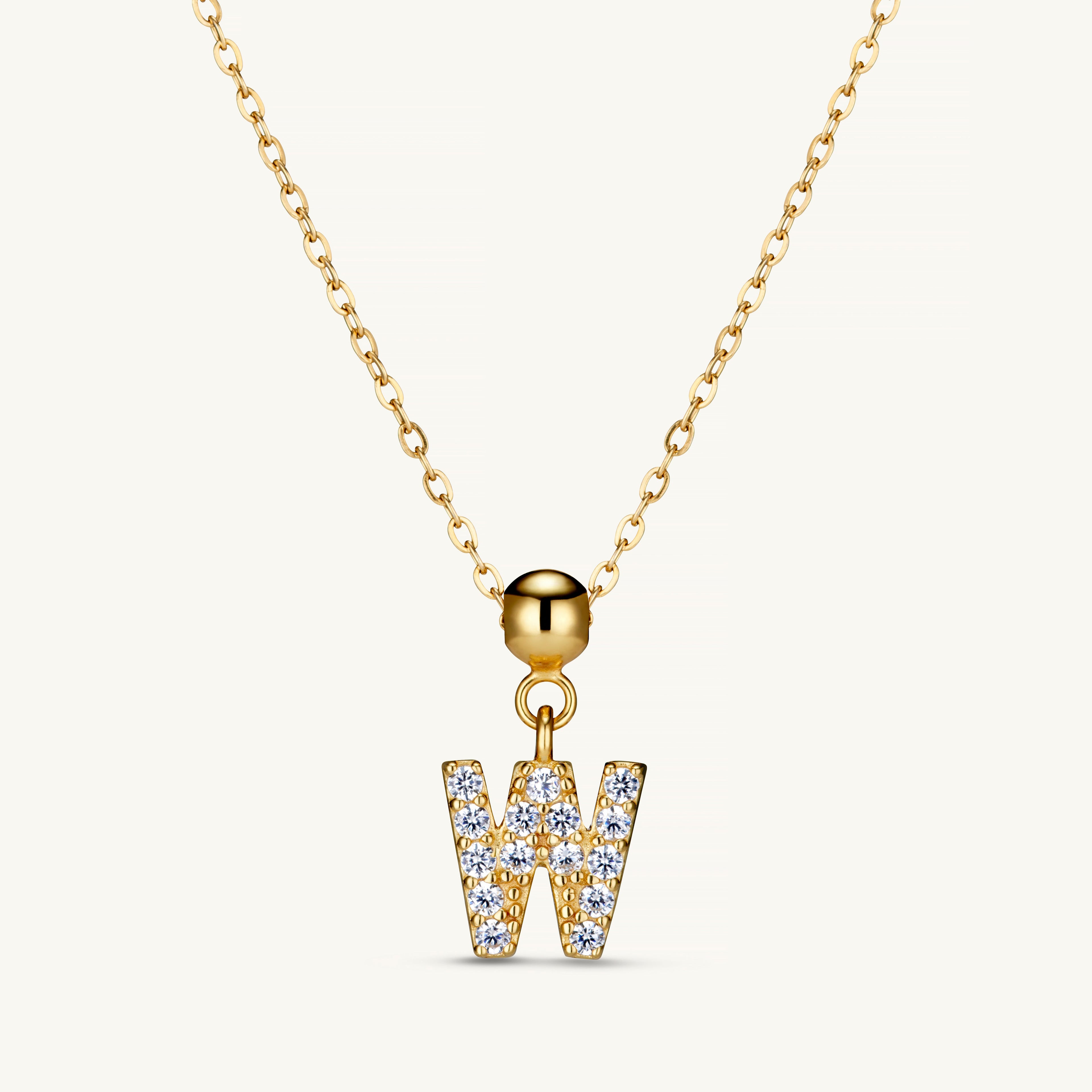 Pendentif Initiale W avec Diamant en Or