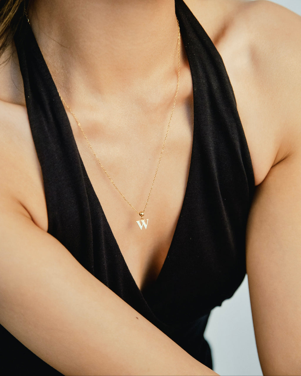 Pendentif Initiale W avec Diamant en Or