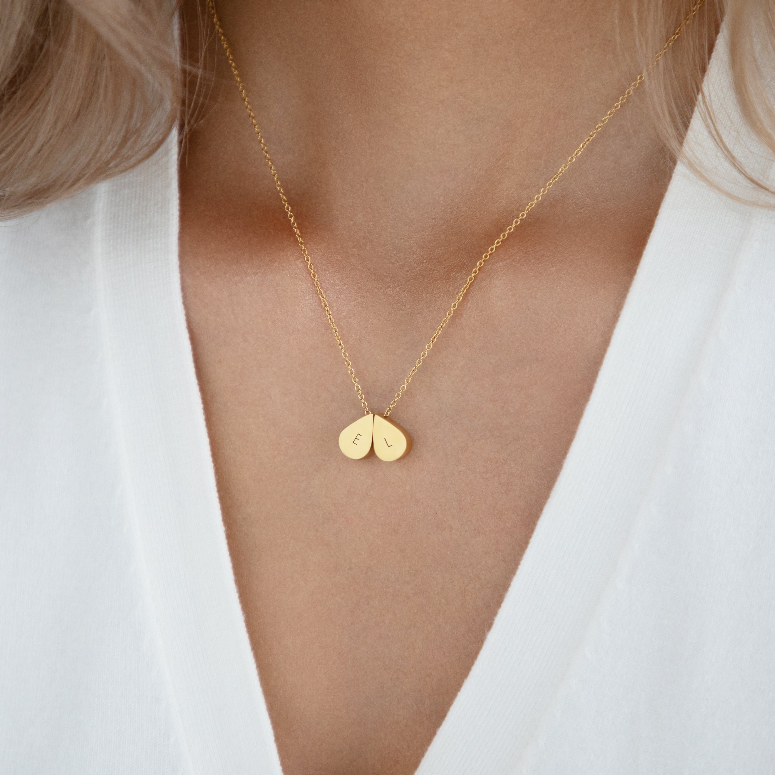 Collier Goutte Double Perle en Or