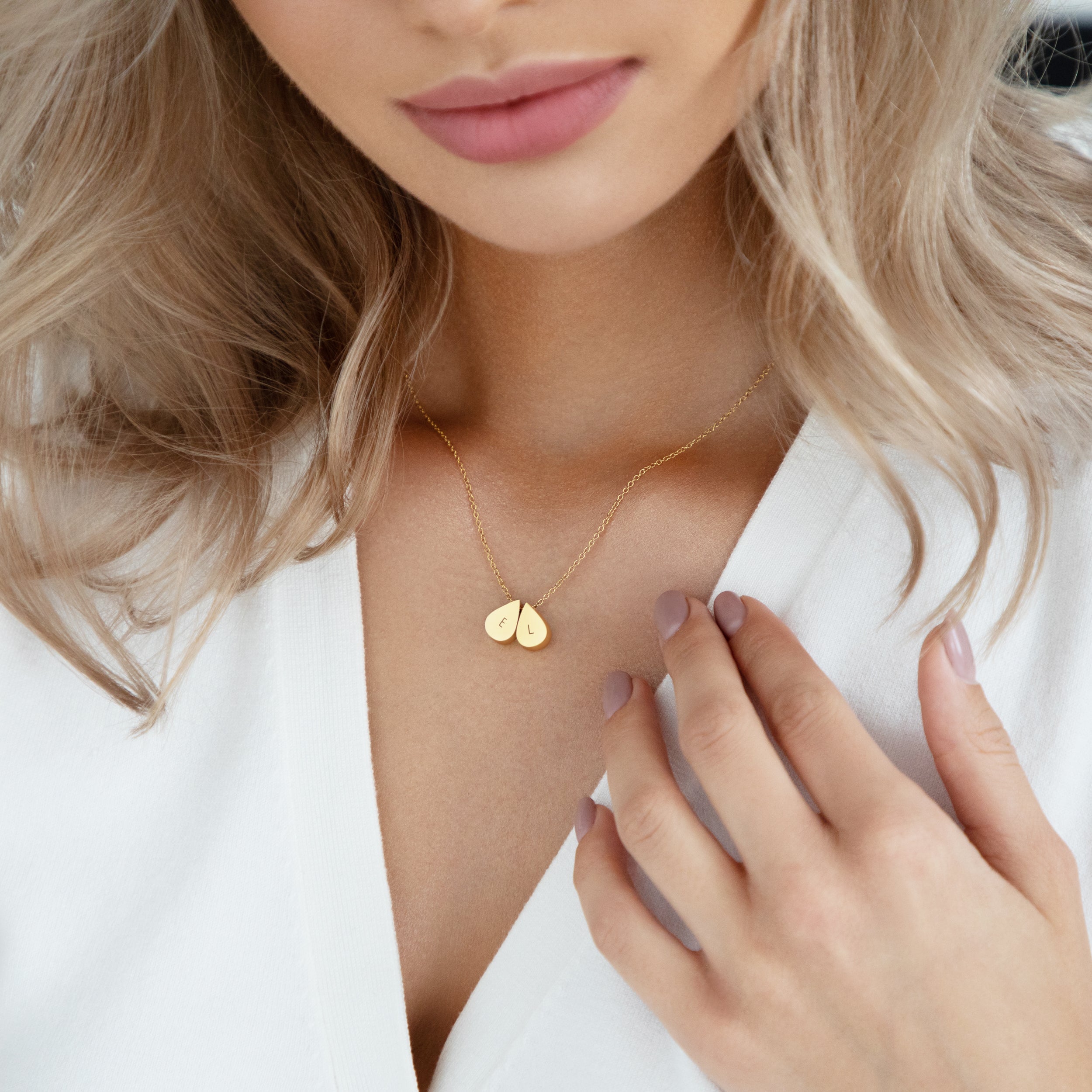 Collier Goutte Double Perle en Or