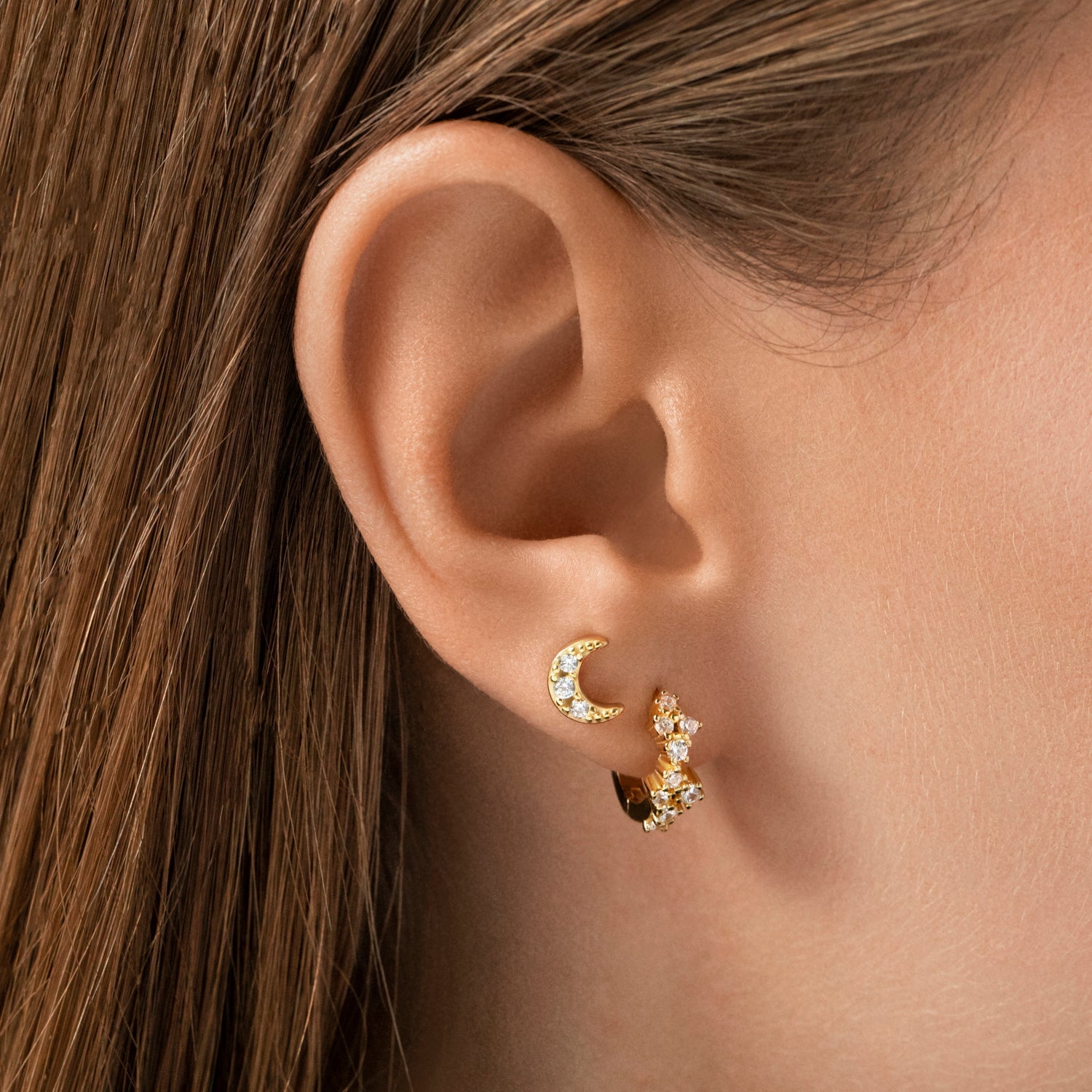 Puces d’Oreilles Cristal Luna en Argent