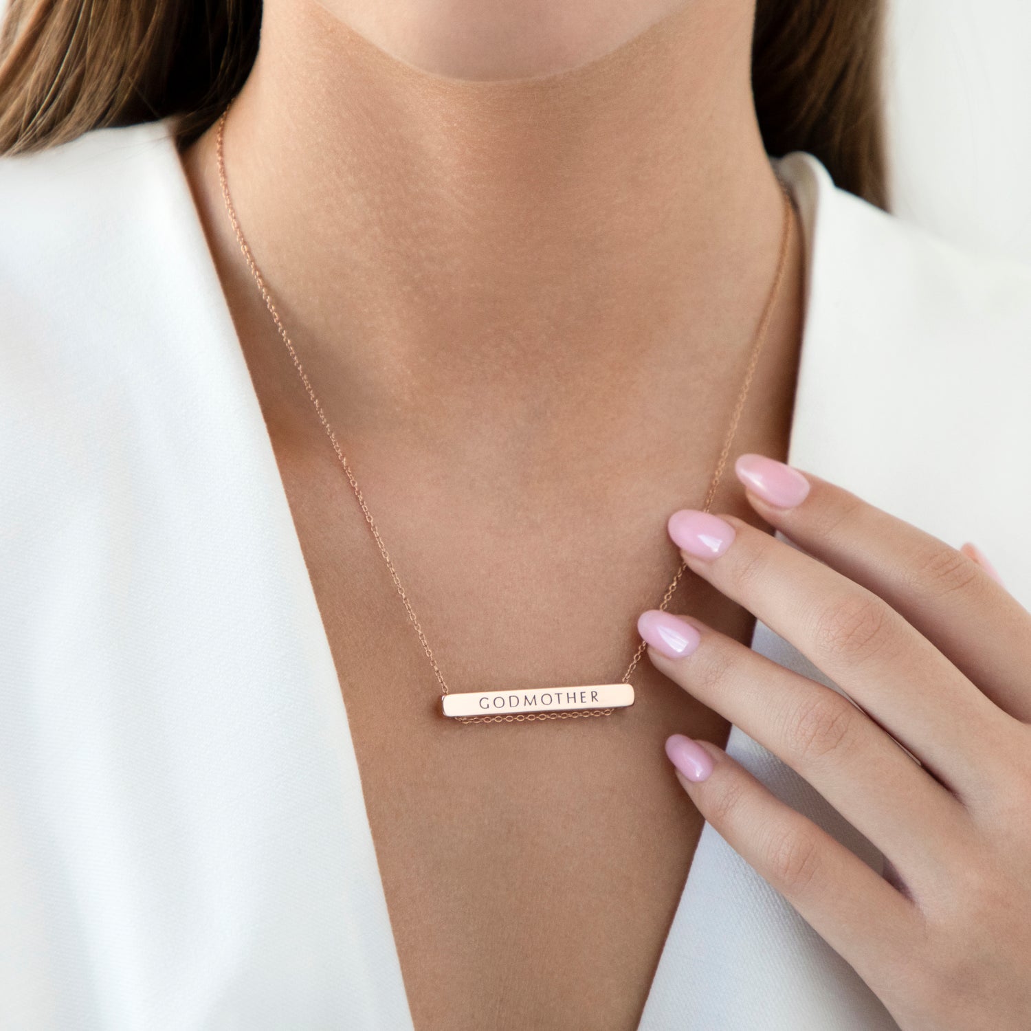 Collier Barre Horizontale 4cm en Or Rose