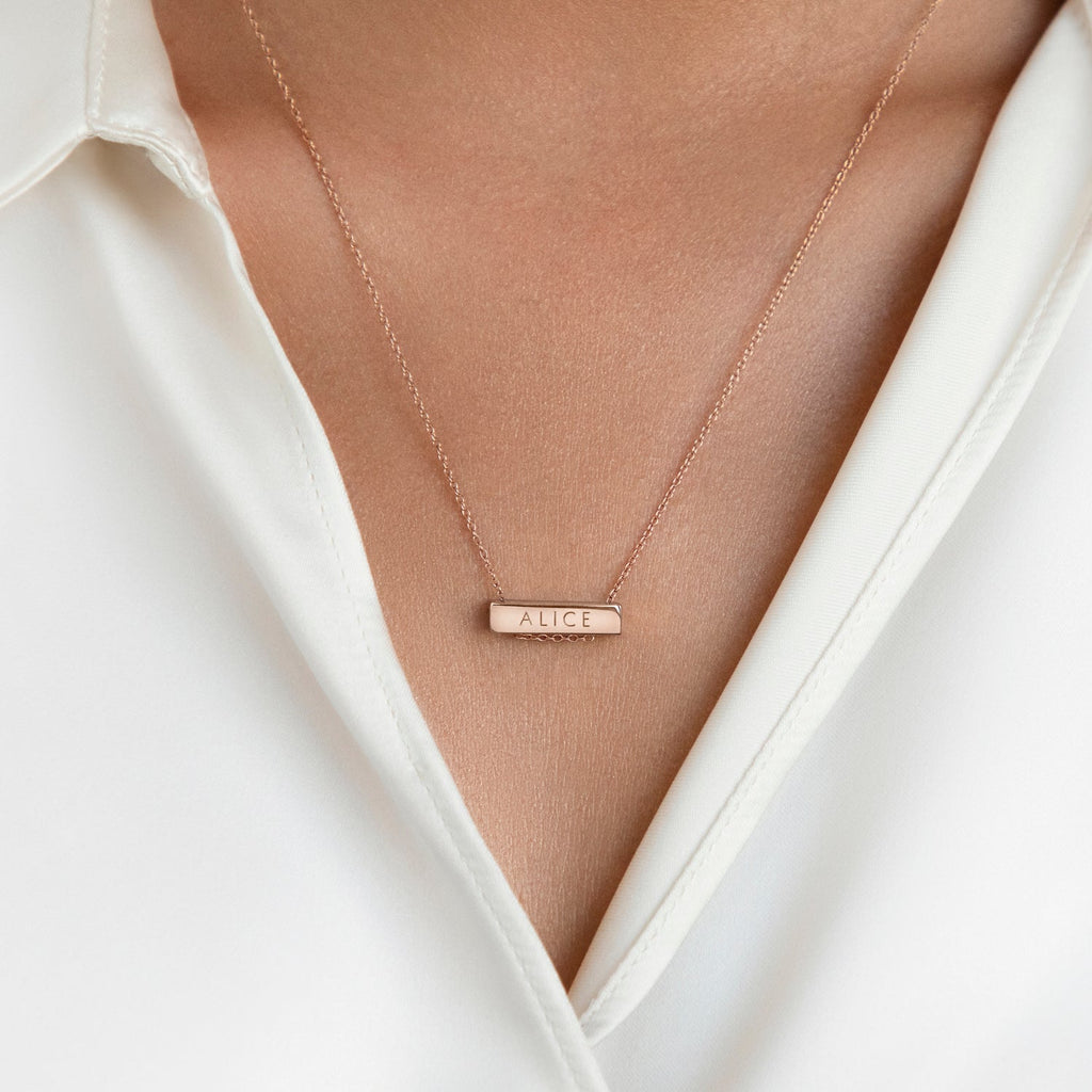 Collier Barre Horizontale 2cm en Or Rose