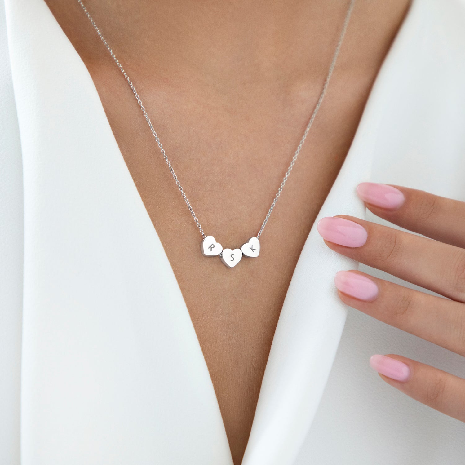 Collier Cœur Amo à Triple Perle en Argent