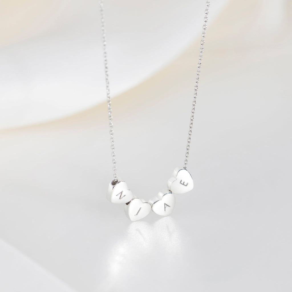 Collier Cœur Amo à Quadruple Perle en Argent