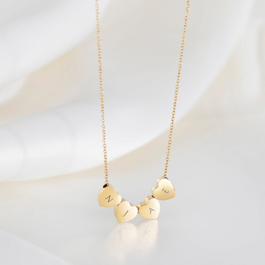 Collier Cœur Amo à Quadruple Perle en Or