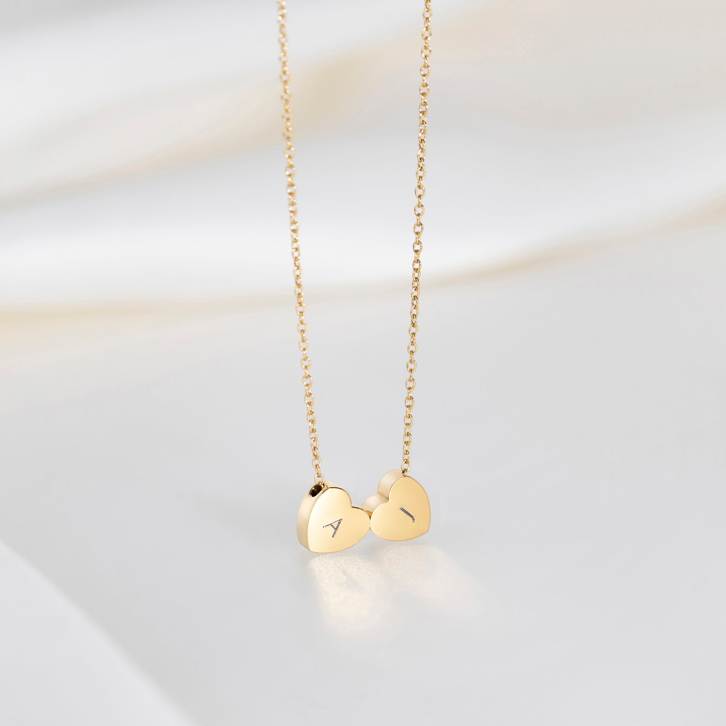 Collier Cœur Amo à Double Perle en Or