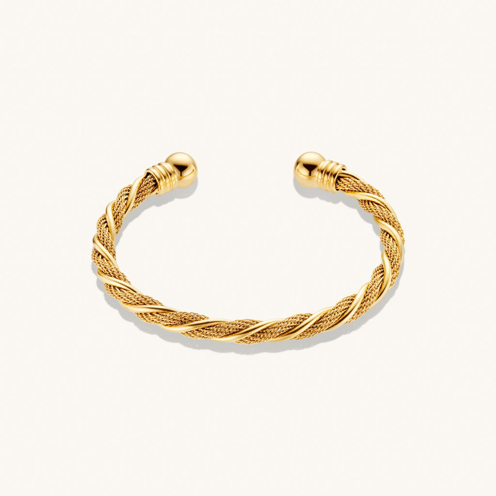 Bracelet Manchette Tressée en Or