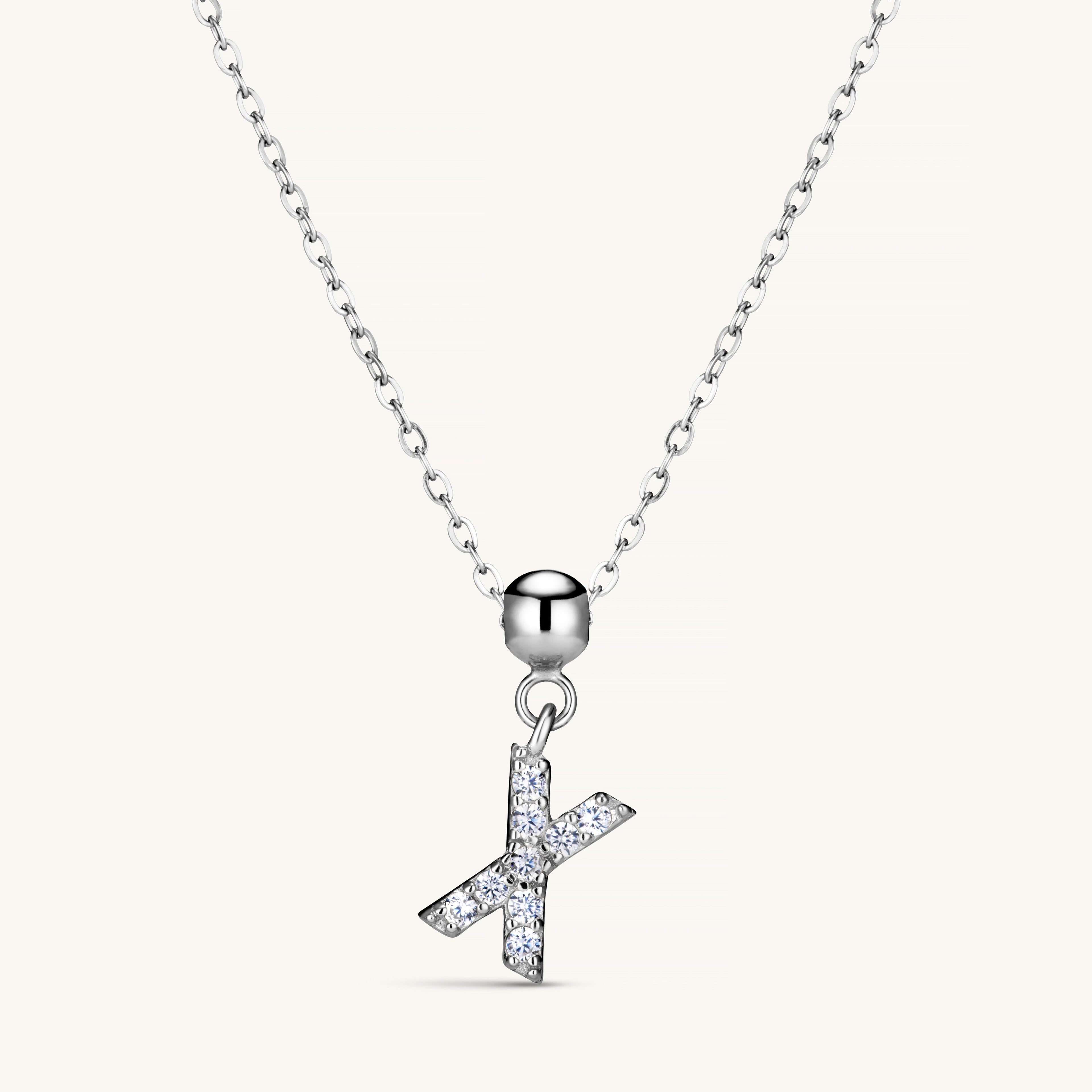 Pendentif Initiale X avec Diamant en Argent