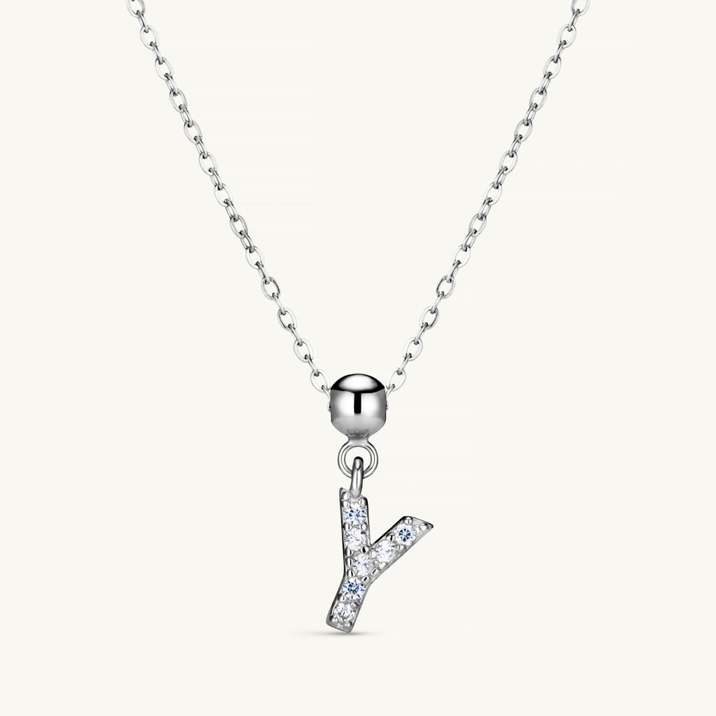 Pendentif Initiale Y avec Diamant en Argent