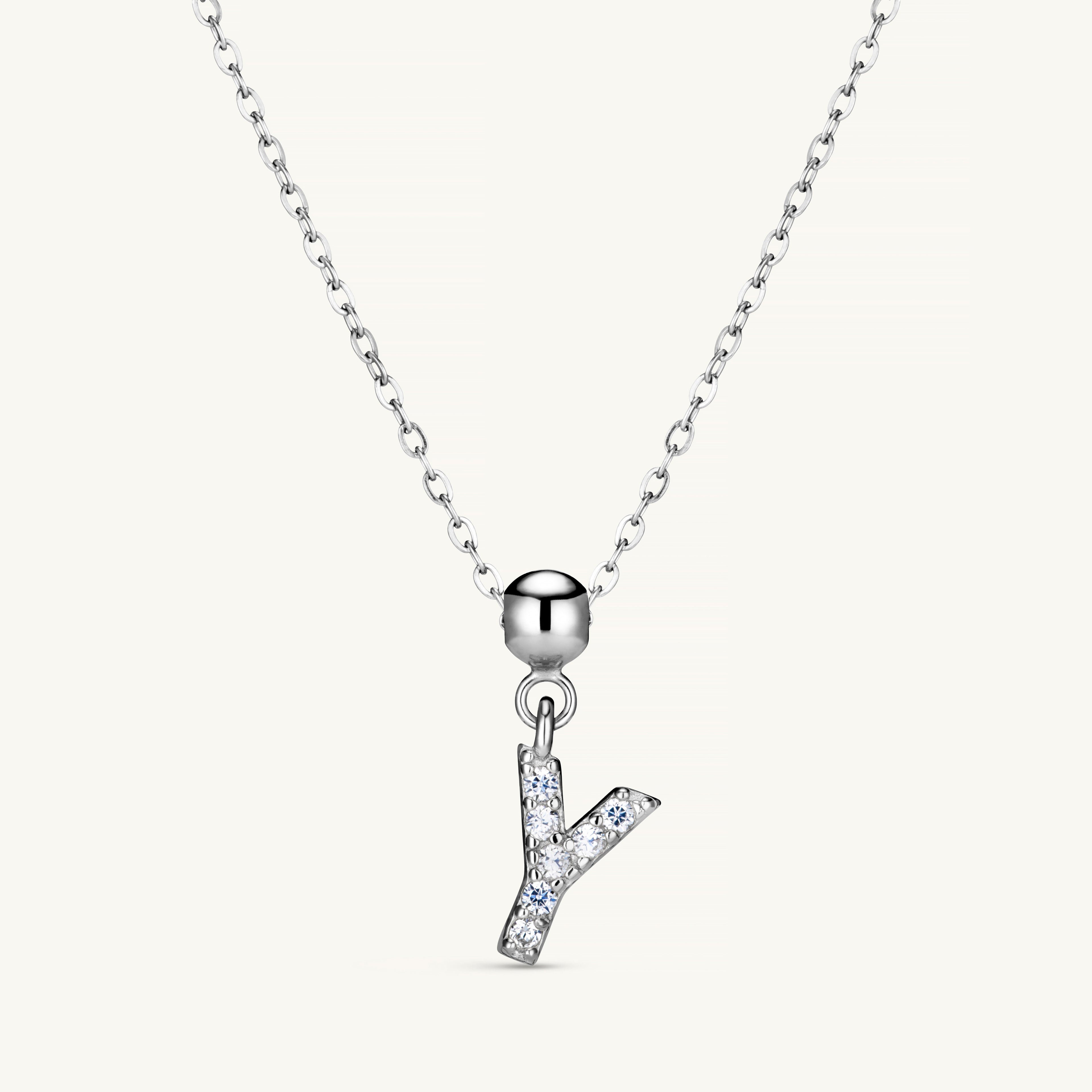 Pendentif Initiale Y avec Diamant en Argent