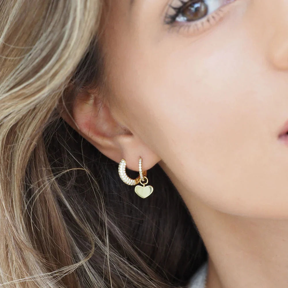 Coffret Cadeau Boucles d’Oreilles Créoles Cœur Amore & Collier Coeur Amo en Argent