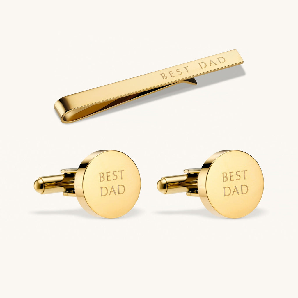 Coffret Cadeau Épingle de Cravate & Boutons de Manchette en Or