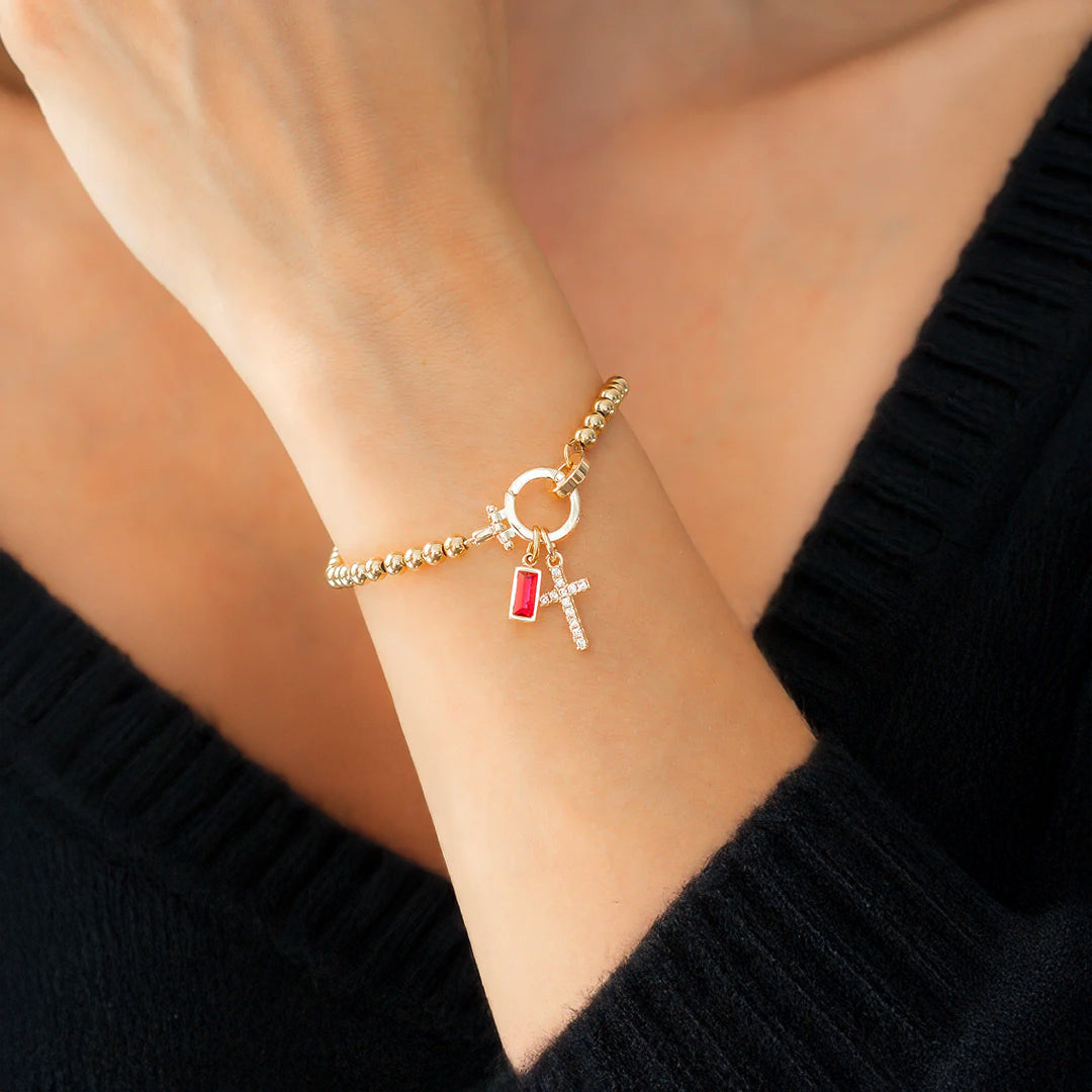 Bracelet Croix & Pierre de Naissance en Or