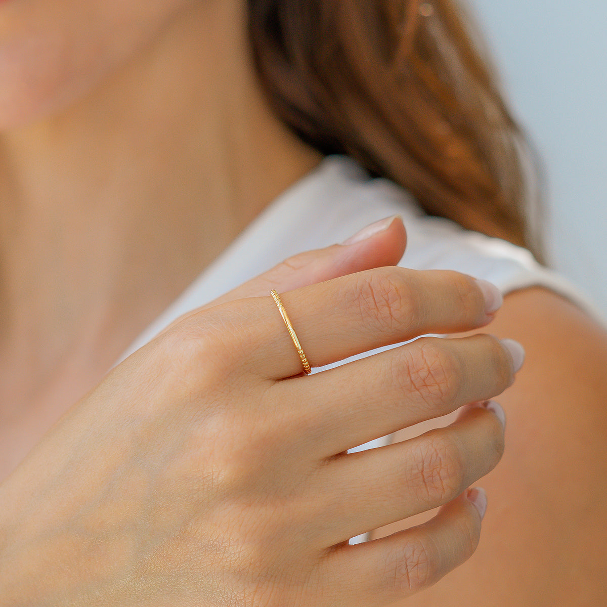 Bague Fine Perlée en Or