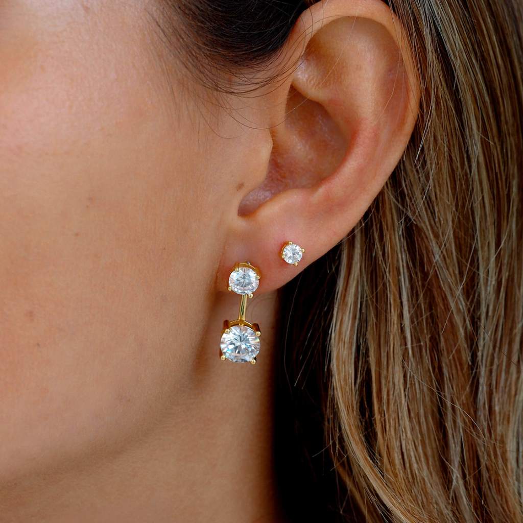 Puces d’Oreilles Pendantes Gemme en Argent