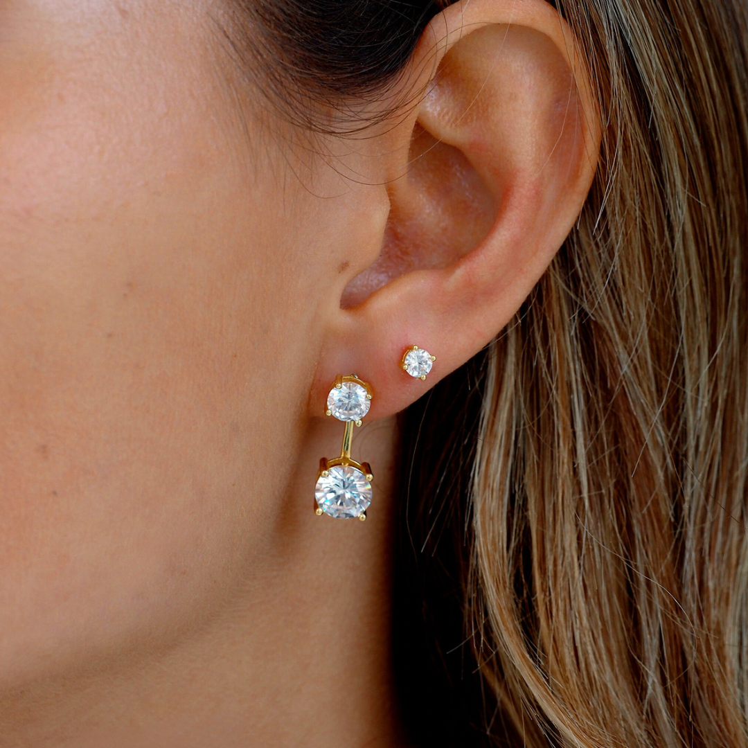 Puces d’Oreilles Pendantes Gemme en Argent