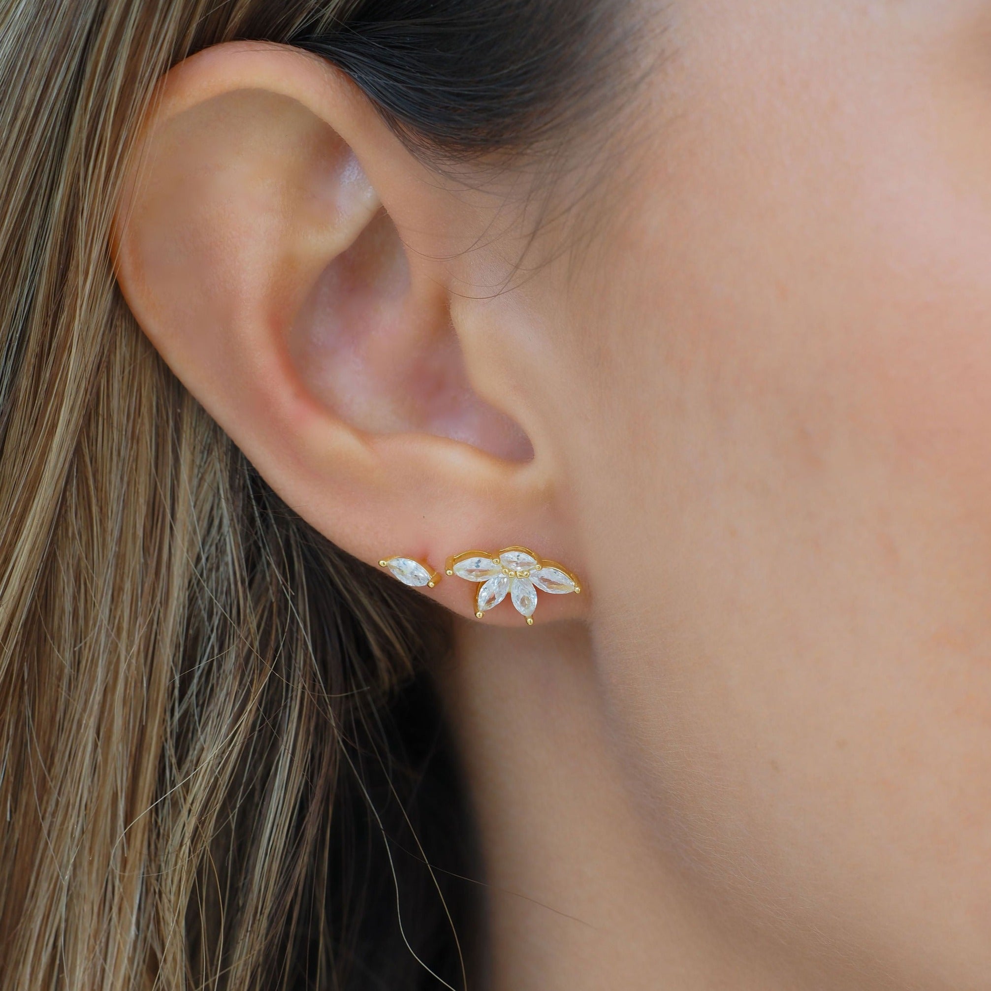 Puces d’Oreilles Navette Gemme en Argent
