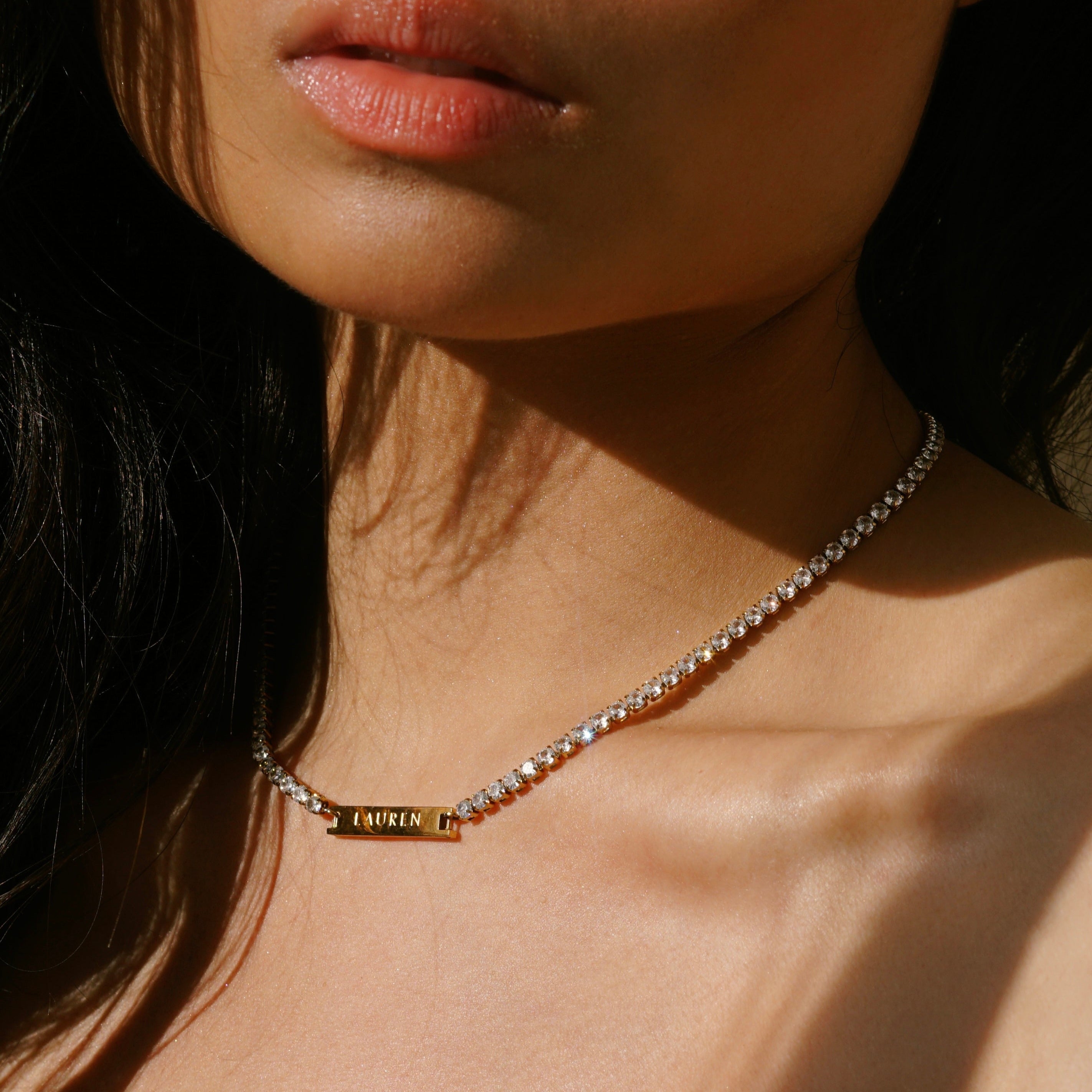 Collier Tennis Gravé en Or